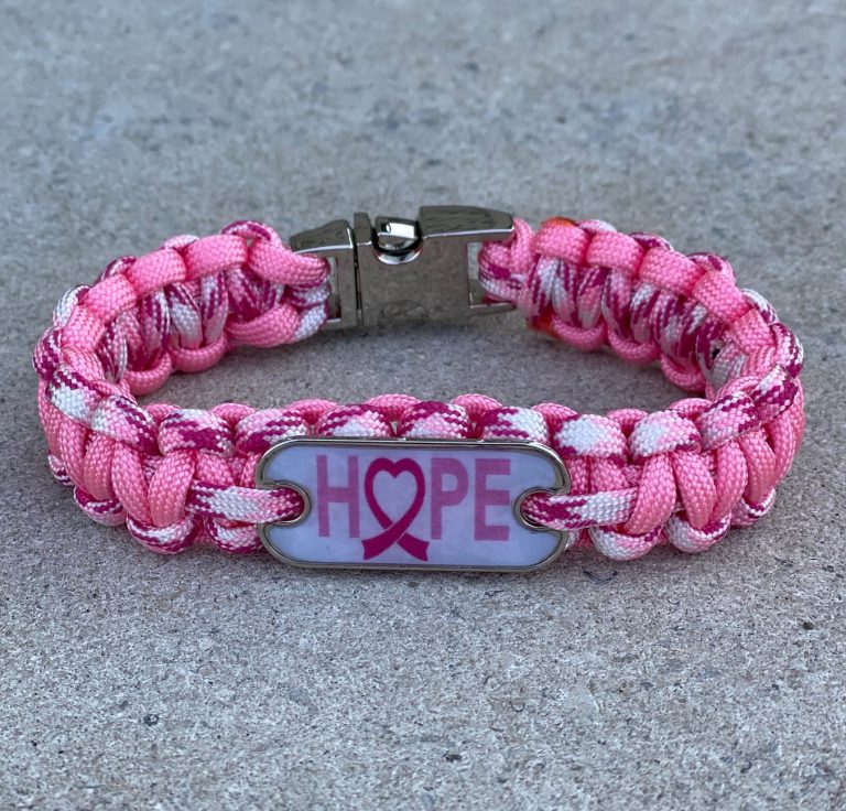 Breast Cancer Awareness Bracelet with Chrome Buckle